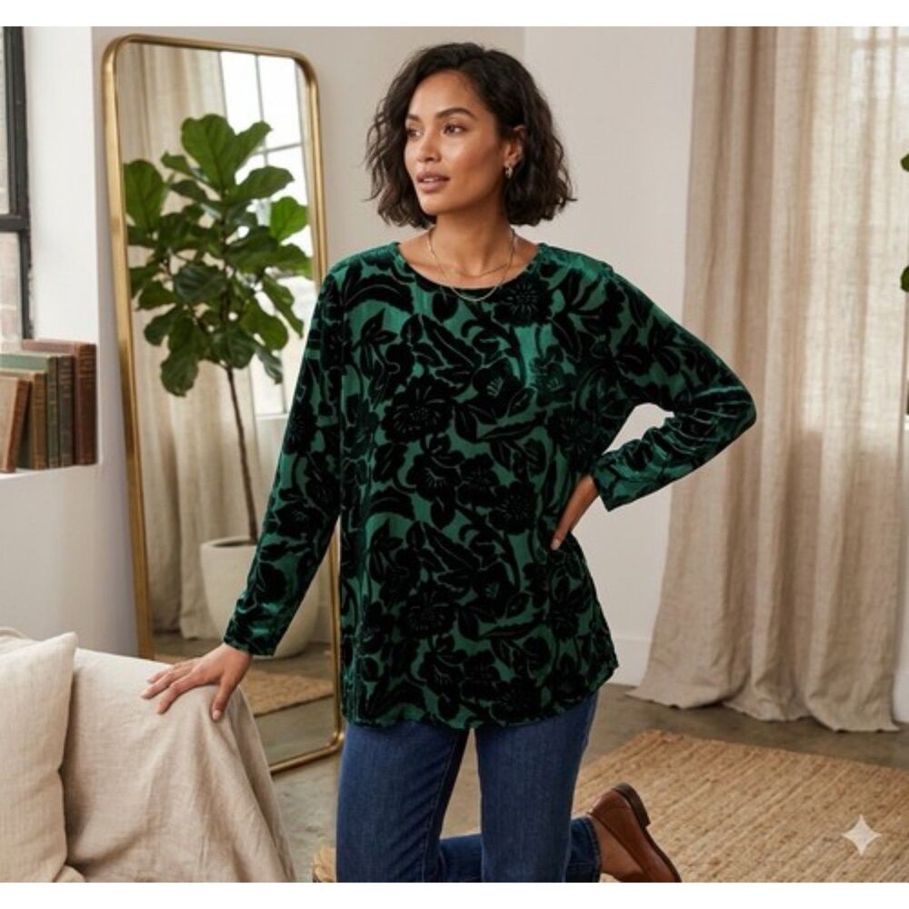 Silk Lore Beth Terrell Top Womens 1X Burnout Velvet Tunic Fairy whimsigoth New